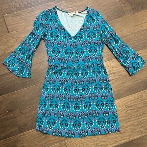 Boden Teal Floral Mini Dress Size 4